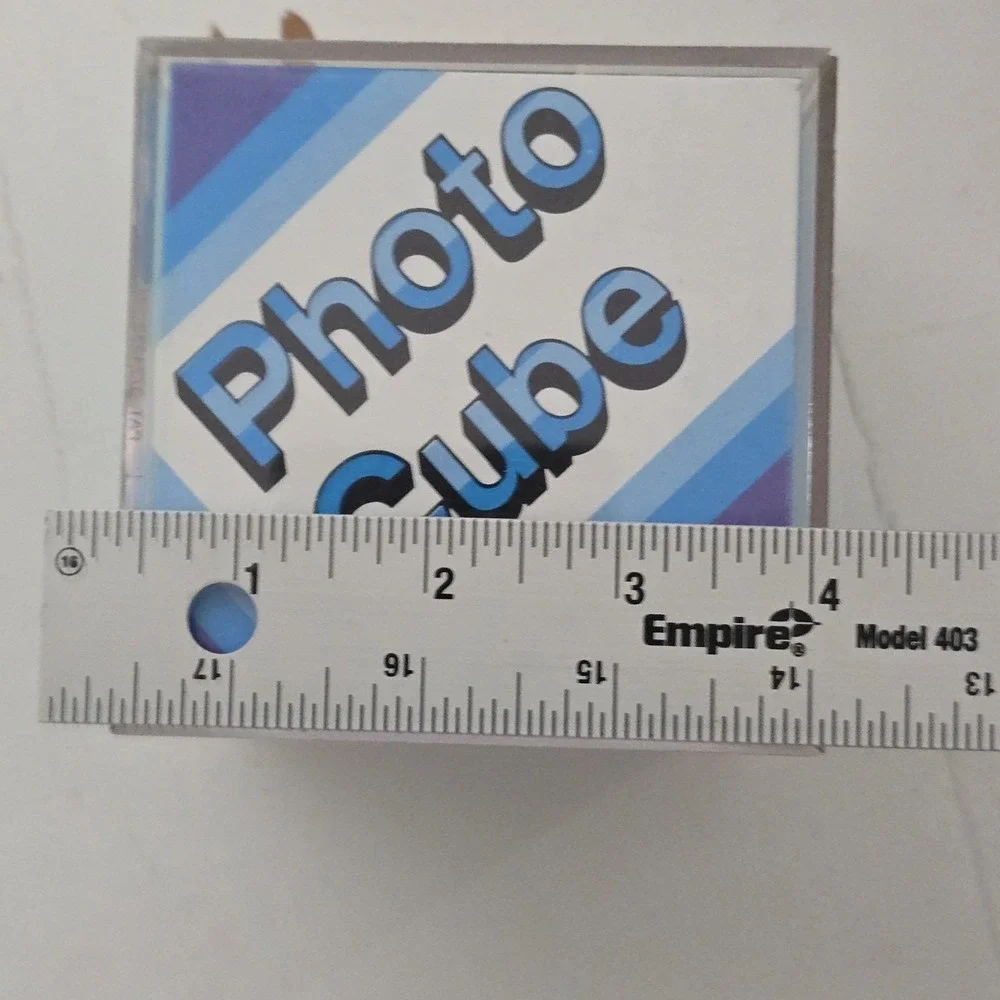 Vintage Photo Cube Clear‎ Plastic Burnes of Boston Frame Holds 6 Pics Retro